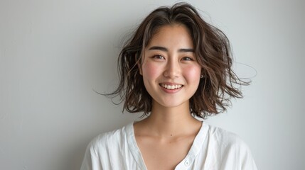 Joyful japanese woman smiling