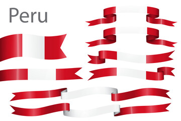 set of flag ribbon with colors of Peru for independence day celebration decoration