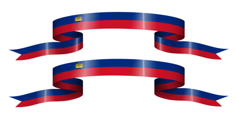 set of flag ribbon with colors of Liechtenstein for independence day celebration decoration