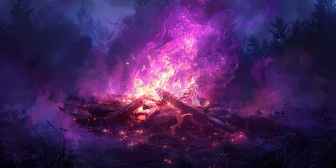 Türaufkleber Campfire Green Purple  Halloween   © Abu Bakar Stock