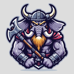 logo angry viking elephant Mascot