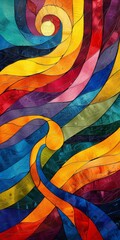 Fototapeta premium Rainbow colored wave painting