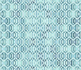 Geometric template background. Blue color tones gradients. Simple stacked hexagons. Hexagonal shapes. Seamless pattern. Tileable vector illustration.