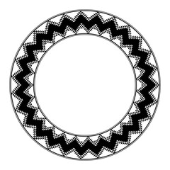 Anasazi pattern, circle frame. Decorative border the typical design of the Ancestral Puebloans, a Native American culture, based on the artful repetition of a triangle in positive and negative play.