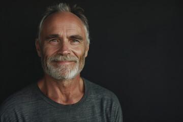 Obraz premium A man with gray hair and a beard smiles for the camera