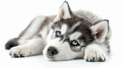 husky puppy, husky, puppy, white background, cute puppy, dog, mock up, photography