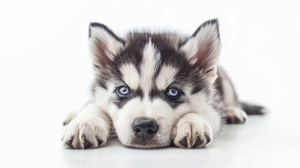 husky puppy, husky, puppy, white background, cute puppy, dog, mock up, photography
