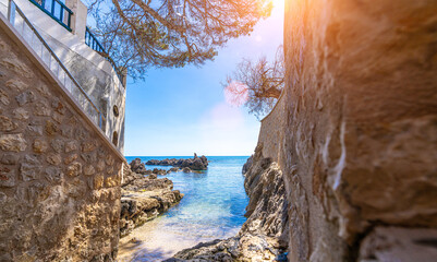 Panoramic view of mallorca coastline on a sunny summer day - 788623593