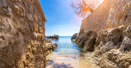 Panoramic view of mallorca coastline on a sunny summer day - 788623596