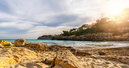 Panoramic view of mallorca coastline on a sunny summer day - 788623731