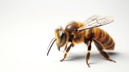Realistic photo of a bee, on white background