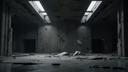 Inside an abandoned building, the destruction of the wall