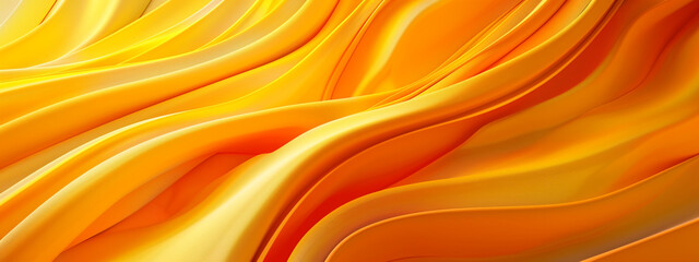 yellow waves and ruffles - abstract background, horizontal banner