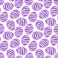 Watercolor purple egg pattern for Easter egg hunt. Hand painted illustration
- 788627502
