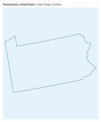 Pennsylvania, United States. Simple vector map. State shape. Outline style. Border of Pennsylvania. Vector illustration.