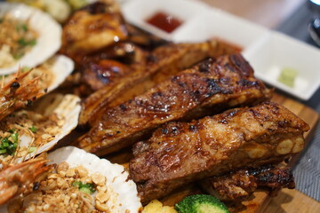 Well-cooked and delicious-looking meat platter