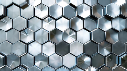 A close up of a silver hexagonal pattern