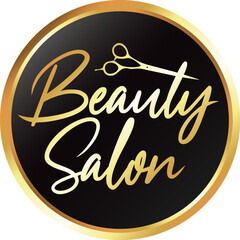 Golden elegant symbol of beauty salon in circle