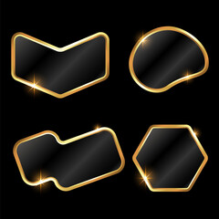 Set of beautiful gold geometric frames of various shapes design
