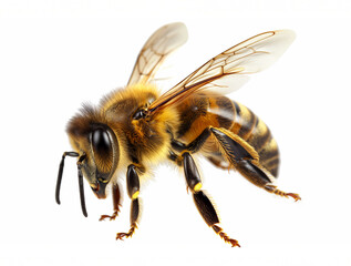 Realistic photo of a bee, on white background