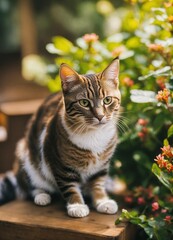 Obraz premium cat in the garden