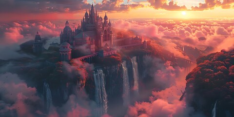 Dream castle in clouds