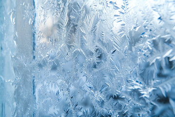 A window with frosted glass and a layer of ice on it