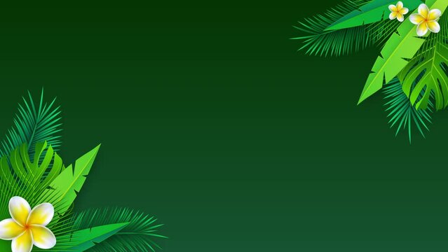 Endless loop of summer background with green leaves and flowers