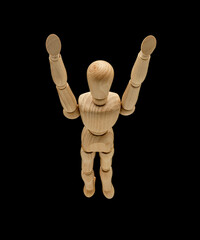 wooden mannequin with flying concept
