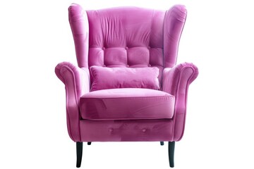 Modern velvet accent chair in lilac pink faux leather.