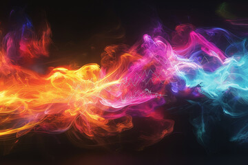 A colorful, swirling line of fire with orange, yellow, blue, and purple colors