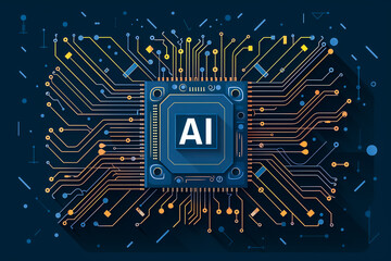 IA Illustration. High performance data processing engine artificial intelligence microchip. Generative AI