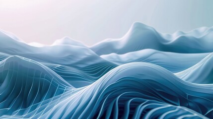 Abstract vector background of waves. 3D optical illusion- line art.