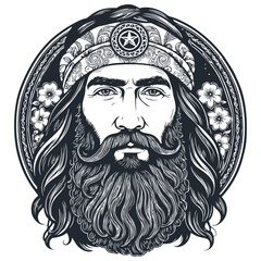 Hippie man, Vector illustration