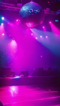 Disco Ball Sparkles at Vibrant Nightclub Party, vertical format