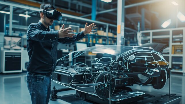 Man Standing in Front of Car at Factory