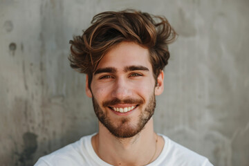 A man with a beard and a white shirt smiles for the camera