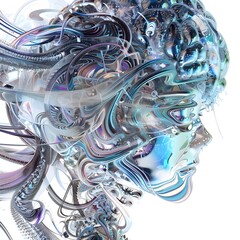 Conceptual illustration of AI with digital brains, neural networks, and futuristic interfaces.