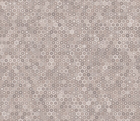 Tileable hexagon background. Bold stacked rounded hexagons mosaic cells. Brown color tones. Regular hexagon shapes. Tileable pattern. Seamless vector illustration.
