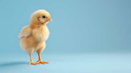 Baby Chicken on blue screen with alpha matte ideal for compositing over an image