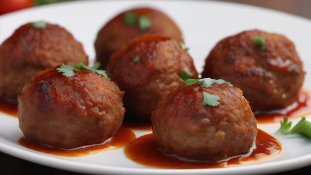 meatballs with tomato sauce and parsley