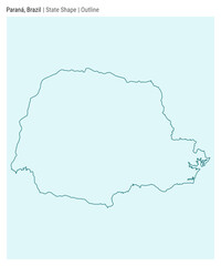 Parana, Brazil. Simple vector map. State shape. Outline style. Border of Parana. Vector illustration.
