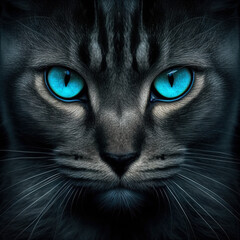 Blue-eyed Panther: Close-Up of a Noir Feline