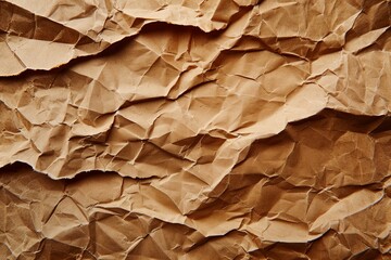 Close-up mockup of a crumpled kraft paper background - obrazy, fototapety, plakaty
