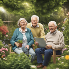 Seniorzy w ogrodzie