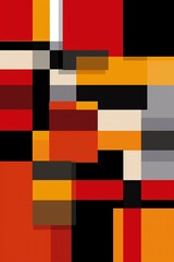 an abstract vector graphic design of squares and rectangles in red, orange, black, yellow and grey colours