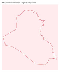 Republic of Iraq plain country map. High Details. Outline style. Shape of Republic of Iraq. Vector illustration.
