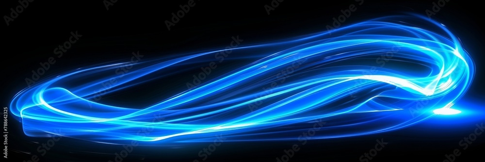 Poster Luminous Blue Waves Flowing with Graceful Energy in a Seamless Abstract Design, Generative AI