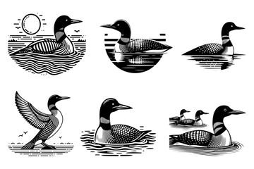 loon silhouette vector illustration art isolated on transparent background - Generative AI