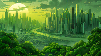 illustration of green city